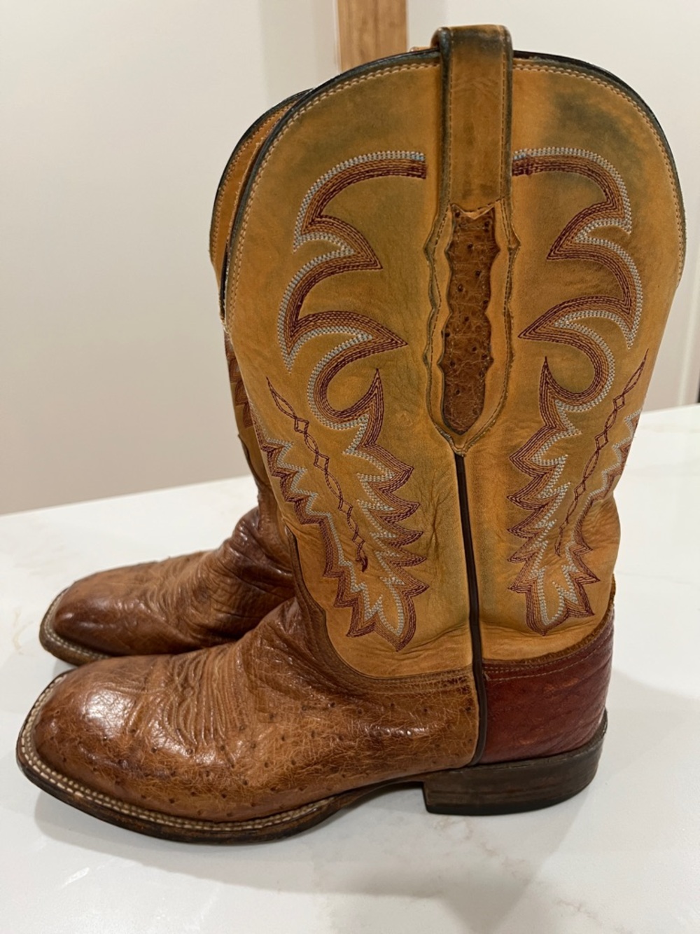 Lucchese Full Quill Rowdy Ostrich Boots size 10.5 D